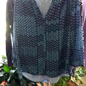 NYDJ Blouse Pleat back Blue S